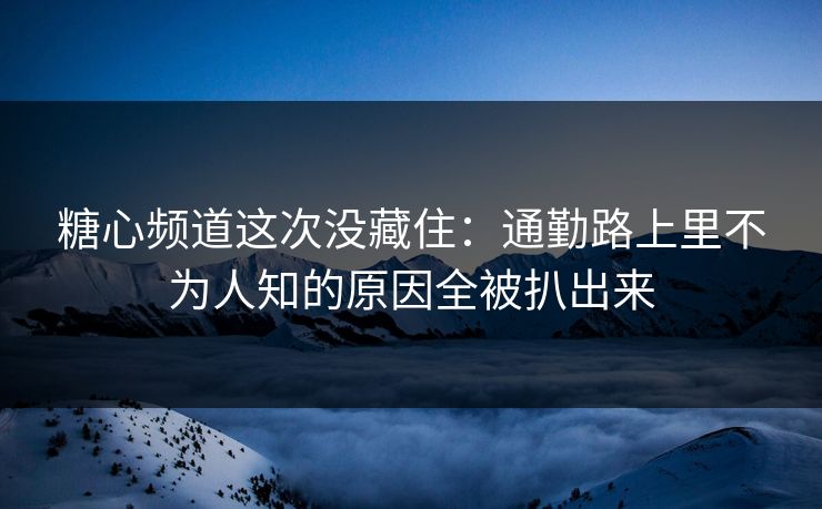 糖心频道这次没藏住：通勤路上里不为人知的原因全被扒出来