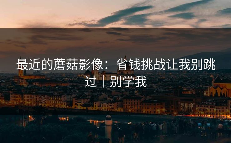 最近的蘑菇影像：省钱挑战让我别跳过｜别学我