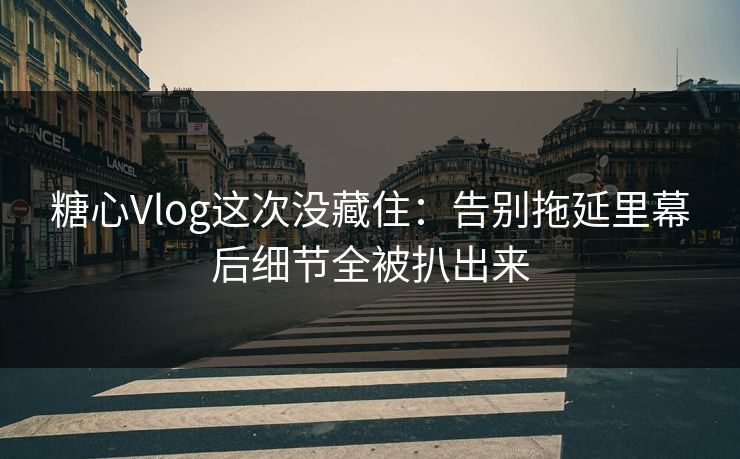 糖心Vlog这次没藏住：告别拖延里幕后细节全被扒出来