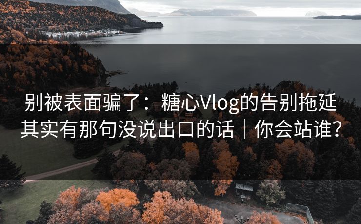别被表面骗了：糖心Vlog的告别拖延其实有那句没说出口的话｜你会站谁？